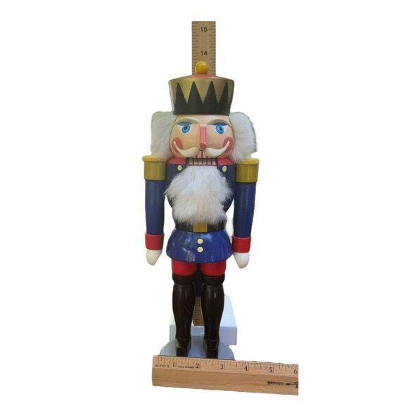 Vtg Vero Seiffen Nussknacker Aus Nutcracker King Konig Blau Made In Germany 14" - Picture 7 of 7